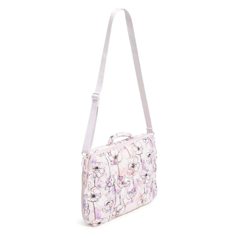 Vera Bradley Ultralight Laptop Crossbody Anemone Watercolor Pink Bag New $119